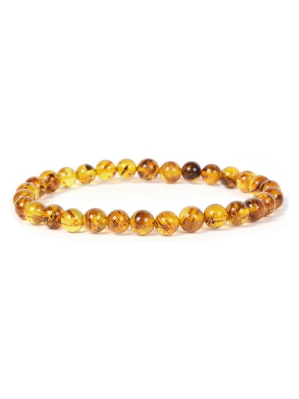 Honey Amber Bead Bracelet Unisex Stretch